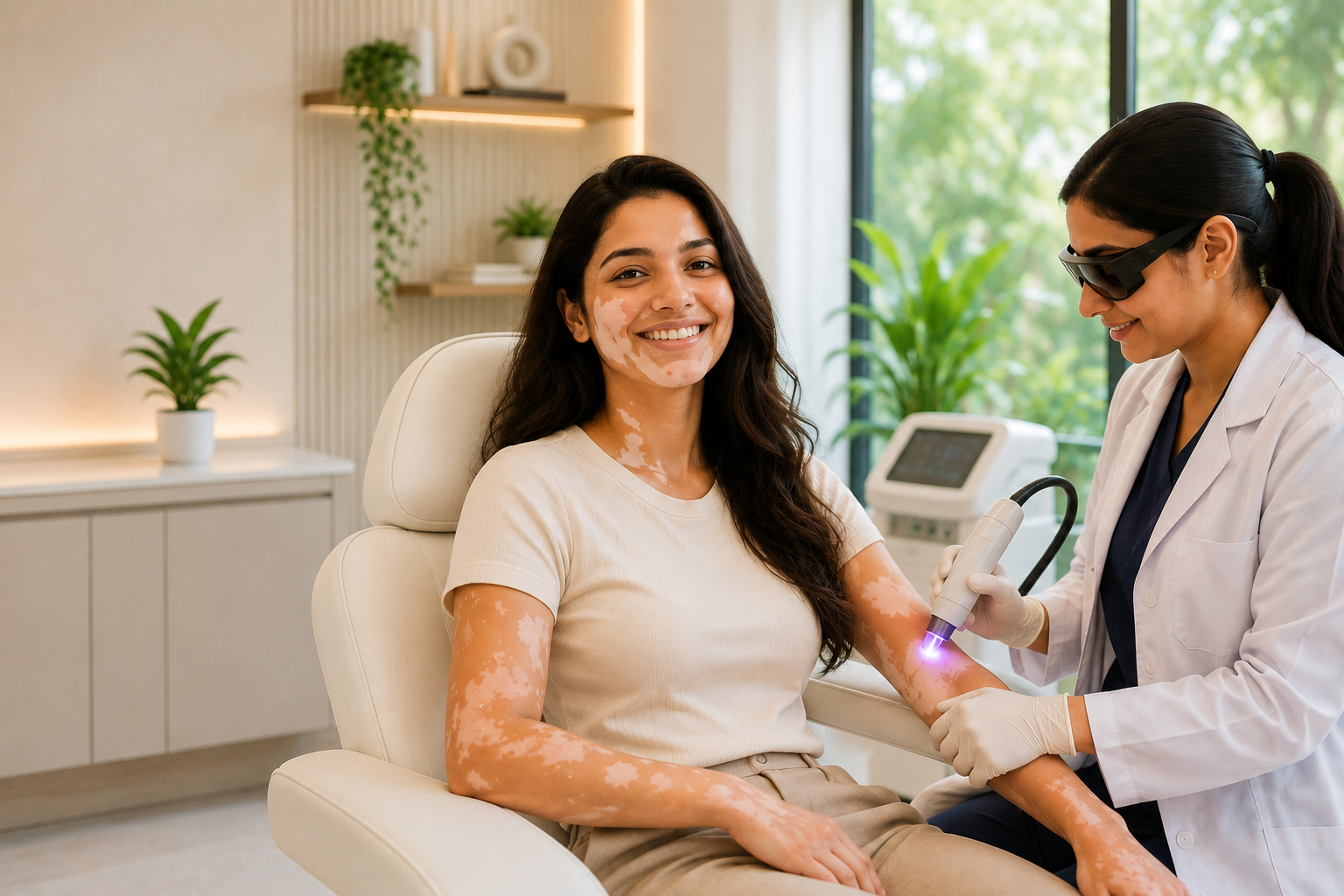 Vitiligo patient receiving specialist laser care at Vitiligo Care Centre